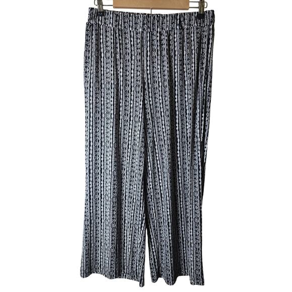 RAFAELLA Black Gray Textured Striped Wide Leg Casual Loose Fitting Pants SZ M - Picture 1 of 8